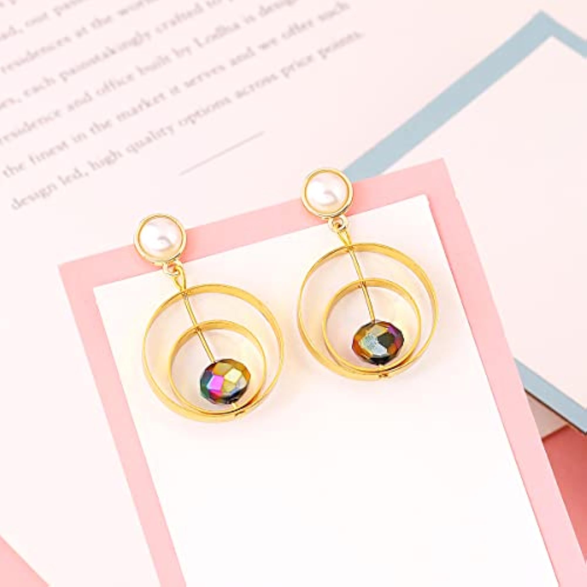 Multicolor Crystal Circle Drop Earrings